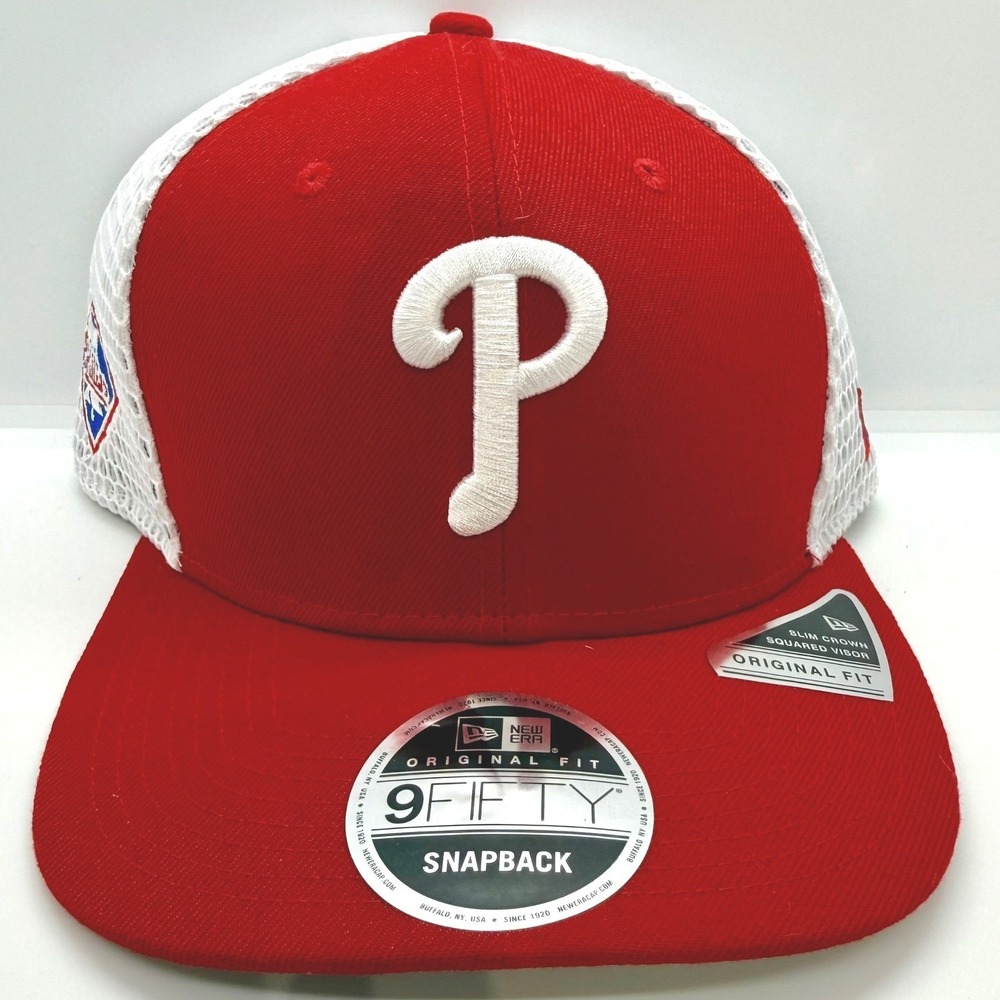 New Era 9FIFTY Philadelphia Phillies Snapback Hat Red White Mesh Trucker NEW